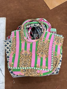 Handmade Jungle Safari Print <b>Bag</b> <b>Indian</b> Cotton Quilted Shoulder Tote <b>Bag</b> - Product Image 1