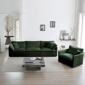 Divano Sezionale Moderno a 3 Posti con Seduta Extra Profonda, Divano Oversize a 3 Posti e Poltrona Singola per Soggiorno, Set da 3 Pezzi - Product Image 4