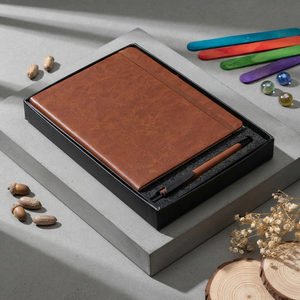 Luxury Brown Leather Notebook <b>Diary</b> Metal Pen Set Executive Office Stationery Box Corporate Gift Boss Employee Meeting - Product Image 6