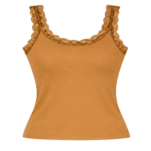 Haut Cami à Bretelles Fines en Dentelle Multicolore Bourgogne, Tissé Uni, Coupe Classique, pour Femme, Tenue Quotidienne Décontractée Printemps/Automne - Product Image 4