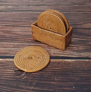 Posavasos de Ratán de la Mejor Calidad, Juego de 4 Piezas, Tejidos a Mano, Decoración de Mesa Elegante, Estilo Boho - Product Image 5