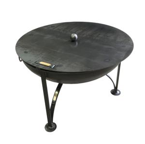 Brasero Redondo Grande de Metal Negro con Cubierta, Decoración de Jardín, Brasero con Soporte, Brasero para Leña para Fiestas - Product Image 2