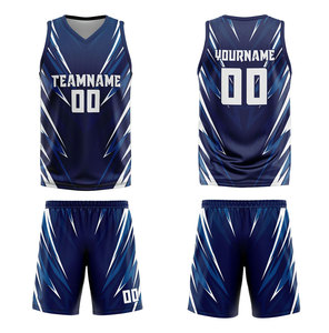 Conjunto de Uniforme de Baloncesto Sublimado Personalizado, Nombre del Equipo 00, Jersey de Malla sin Mangas con Cuello en V Azul y Blanco, Pantalones Cortos, Unisex, Adulto - Product Image 2