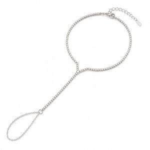 Joyería minimalista para manos con diamantes de imitación brillantes, cadena para manos, anillo para dedo, pulsera de acero inoxidable, venta al por mayor - Product Image 4