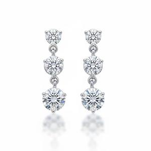 Elegantes Pendientes de Diamantes de Corte Brillante Cultivados en Laboratorio de 1.20 Ct, Oro de 14K, Tres Piedras, 3 Puntas, Joyería Fina, Regalo para Fiesta - Product Image 5