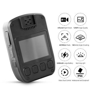 Nouveau Design Vision nocturne caméra portée par le corps 1296P Full HD petite caméra Portable Max.512GB stockage enregistreur monté sur le corps caméra de poitrine - Product Image 2