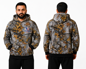 <b>Men's</b> Camo Print <b>Zip</b>-<b>Up</b> Pullover Hoodie Polyester/Cotton <b>Fleece</b> Lined Windproof Winter Casual Outdoor Wear - Product Image 3