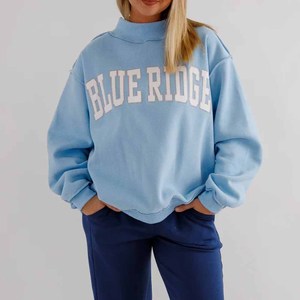 Premium Crew <b>Neck</b> <b>Mock</b> <b>Neck</b> Sweatshirt Polka Dot Chenille Patch Cotton Blue Ridge Fleece Apparel - Product Image 3