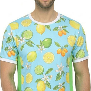 T-shirt à manches courtes pour homme, imprimé agrumes, col rond, coupe classique, style décontracté, tissu tricoté respirant - Product Image 3