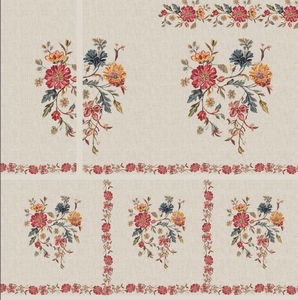 Tissu en coton imprimé jacquard floral géométrique, viscose naturelle, crêpe peignée, tissé, léger et respirant pour robe - Product Image 4
