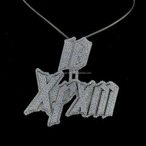 Personalizado encanto colgante hielo Moissanite diamante nombre letra colgante 925 Plata Hip Hop joyería al por mayor - Product Image 2