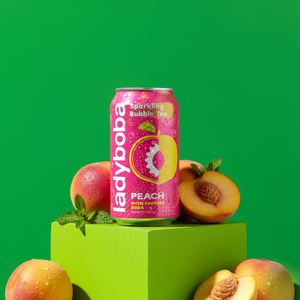 Boisson gazeuse innovante aromatisée pêche/raisin avec boba, canette 310ml - Product Image 3