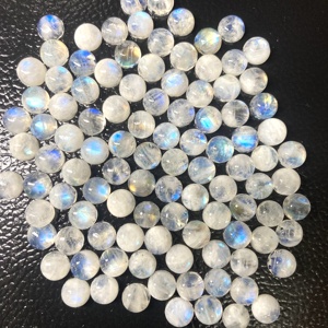 High Quality 7mm Natural <b>Rainbow</b> Moonstone Cabochon Blue White Quartz Gemstone IGI Certified for Loose Jewelry Making Gemstones - Product Image 4