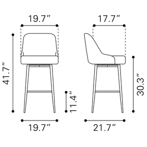 Tabouret de bar moderne rembourré avec dossier, siège pivotant et structure en acier thermolaqué pour cuisine, bar, restaurant et hôtel - Product Image 3