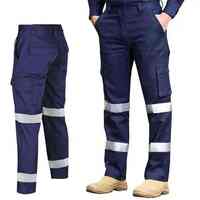 Pantalon de travail réfléchissant pour homme, pantalon de sécurité en coton avec poches cargo et bandes haute visibilité pour usage industriel