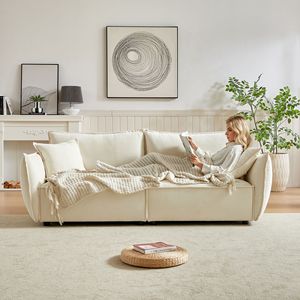 MH88 elegante ciniglia moderno soggiorno componibile ampio triplo Extra 2 cuscini spessi imbottiti schienale divano soggiorno - Product Image 6
