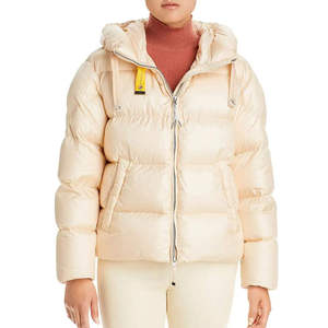 Chaqueta Acolchada Beige con Capucha y Cierre de Cremallera, Rellena de Plumón, Cortavientos, Estilo Casual, Corte Regular, Largo Corto - Product Image 2