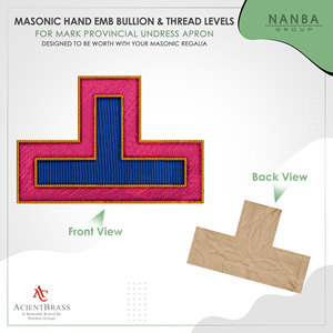 Custom Embroidered Rank Insignia Patch Masonic Regalia Badge Pink Blue <b>Sew</b>-On Beads Gold Border OEM ODM T Shape Solid Color - Product Image 3