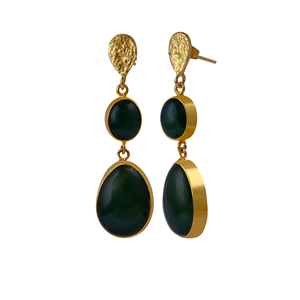 Gold Plated <b>Green</b> Aventurine Gemstone Drop <b>Earring</b> Wholesale Boho Jewelry for Mothers Day Gifts - Product Image 2