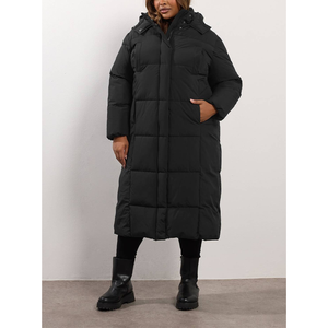 Manteau matelassé personnalisé à capuche de haute qualité, OEM, grande taille, en duvet, léger, long, noir, pour femme, isolé, pour l'hiver - Product Image 4