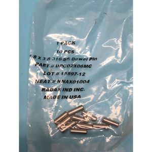 60 RADAX DPO02X06MC 1/8X3/8 316 SS DOWEL <b>PIN</b>, 184775 - Trusted Global Legacy Semiconductor Equipment and Parts at - Product Image 3