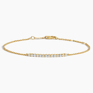 Pulsera de cadena con diamantes de talla redonda y engaste compartido - Product Image 4