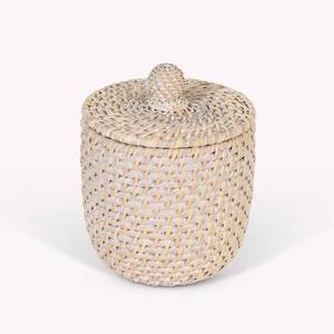 Bocaux de rangement en rotin faits à la main, petits et grands formats, pour l'organisation de la cuisine et de la chambre. - Product Image 1