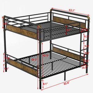 Letto a castello matrimoniale in metallo con sponde di sicurezza, stile industriale, letto separabile per ragazzi, nero - SKU W2580S00019 - Product Image 4
