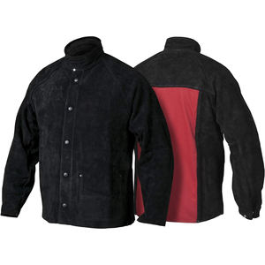 Veste de travail ignifuge, coupe classique, noire avec panneau dorsal rouge, résistante à la chaleur 500°C, pack respirateur JNA GROUP pour la protection incendie - Product Image 1