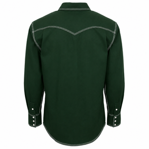 Camisa de Trabajo de Algodón Verde Estilo Western para Hombre 2026, Manga Larga, Cómoda, con Bolsillos en el Pecho y Detalle de Aguja - Product Image 2