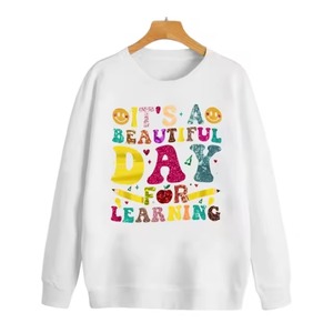 Envío Inmediato, Sudaderas de Felpa de Algodón Personalizadas para Mujer, Bordado Frontal, Transpirables, con Lentejuelas Brillantes en la Espalda, para la Escuela - Product Image 2