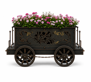 Carrito de Metal Vintage para Plantas, Decorativo, para Jardín, Patio, Exhibición Floral, Decoración Rústica para Hogar y Jardín - Product Image 1