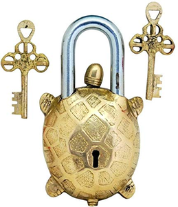 Cadenas de sécurité en laiton en forme de tortue, design tortue, cadenas en laiton en forme d'animal avec finition antique classique, pièce de collection unique - Product Image 3