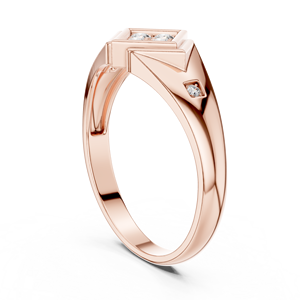 Bague carrée en or rose avec quatre diamants, bijoux pour femme, fiançailles, mariage, anniversaire - Product Image 4