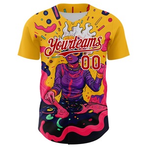 เสื้อเบสบอลแบบกำหนดเอง ชุดยูนิฟอร์ม โพลีเอสเตอร์ 100% ระบายอากาศได้ดี แห้งเร็ว แบบซับลิเมชั่น รับผลิตตามสั่ง (OEM) ขายส่ง เสื้อคอกลม แขนสั้น ชุดกีฬา - Product Image 2