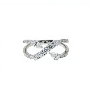 Unisex Infinity Moissanite <b>Ring</b> Round Brilliant Cut Prong Setting 925 Silver Gold Plated Hiphop Style - Product Image 1