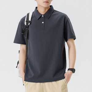 Polo en coton uni pour homme, manches courtes, décontracté, tricoté, vert uni, coupe classique - Product Image 5
