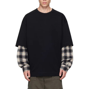 Wholesale Heavyweight Men's 100% Cotton Double Layered T <b>Shirt</b> Long Sleeves Breathable Plain Drop Shoulder Oversize T-<b>Shirt</b> - Product Image 6