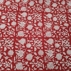 Tissu en pur coton multi-usage, magnifique imprimé floral indien fait main au tampon, pour vêtements femme/garçon, accessoires et sacs pour filles - Product Image 1