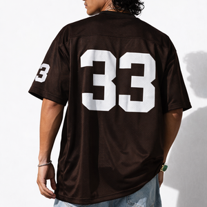 Jersey de Fútbol Americano Personalizado, Unisex, Talla Grande, Color Marrón, Malla, Cuello en V, Corte Holgado, Poliéster, Ropa Deportiva de Equipo, Producción OEM al por Mayor, Hecho en EE. UU. - Product Image 2