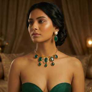 Wholesale Natural Onyx Stone <b>Choker</b> Necklace Set Gold Plated Green <b>Black</b> and Red Gemstone Statement Jewelry for Women - Product Image 2