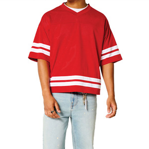 Camiseta Deportiva Unisex de Malla Roja para Fútbol Americano, Transpirable, de Poliéster, Estilo Urbano, Cuello en V, Uniforme de Equipo, Fabricante Personalizado - Product Image 5