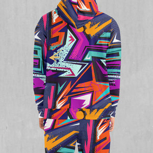Men's Geometric Print Tracksuit <b>Hooded</b> Full <b>Zip</b> Sweatshirt and Pants Set Streetwear Autumn Breathable Polyester Jogger Outfit - Product Image 3