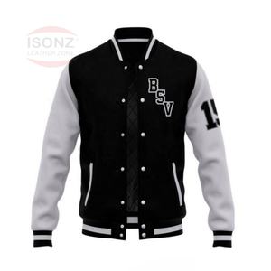 Logotipo personalizado de los hombres de invierno de la calle Varsity chaquetas transpirable Chenille lana cuerpo de cuero brazos con capucha cuello Letterman tela tamaño - Product Image 1