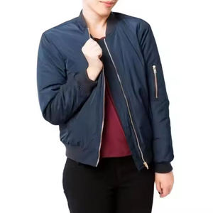Chaqueta Bomber de Lana Azul Marino de Diseño Exclusivo para Chicas Universitarias, con Logotipo Personalizado, Ecológica, Precio Bajo, Ropa de Invierno Premium al por Mayor - Product Image 3