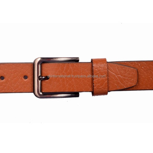 Ceinture décontractée en cuir véritable sur mesure avec ceinture à boucle à une broche en laiton classique - Product Image 1