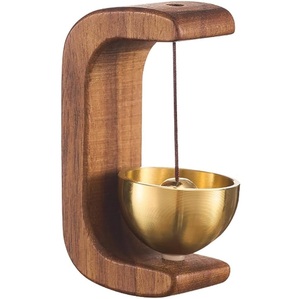 Timbre de puerta de madera maciza con acabado en latón, estilo minimalista, hecho en India, decoración moderna para el hogar, regalo para diversas ocasiones - Product Image 1