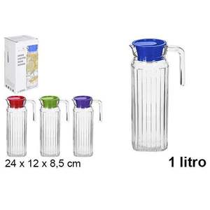 Jarra de Vidrio Transparente Premium de 1L, Diseño Moderno y Elegante, Botella de Agua para Hidratación en Movimiento, Ideal para Viajes - Product Image 1