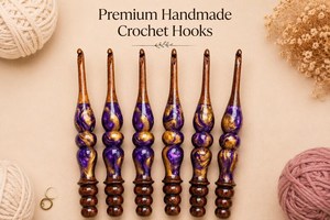 Hand Crafted Galaxy Purple Resin Wood Mixture Crochet <b>Hook</b>, Ergonomic Wood <b>Hooks</b>, Gift for Cricketers - Product Image 6