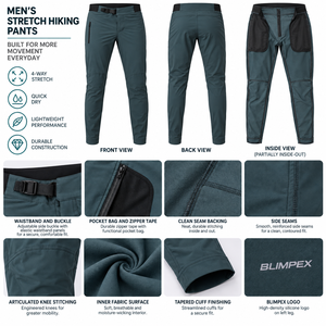 Pantalons de randonnée extensibles pour hommes, personnalisés en gros, légers, résistants à l'eau, pour le trekking en plein air, OEM, marque privée Blimpex INT - Product Image 4